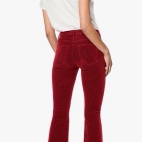 Mother Jeans The Weekender Fray Garent Red Cord  Flare Pants Size 25 - Picture 3 of 9